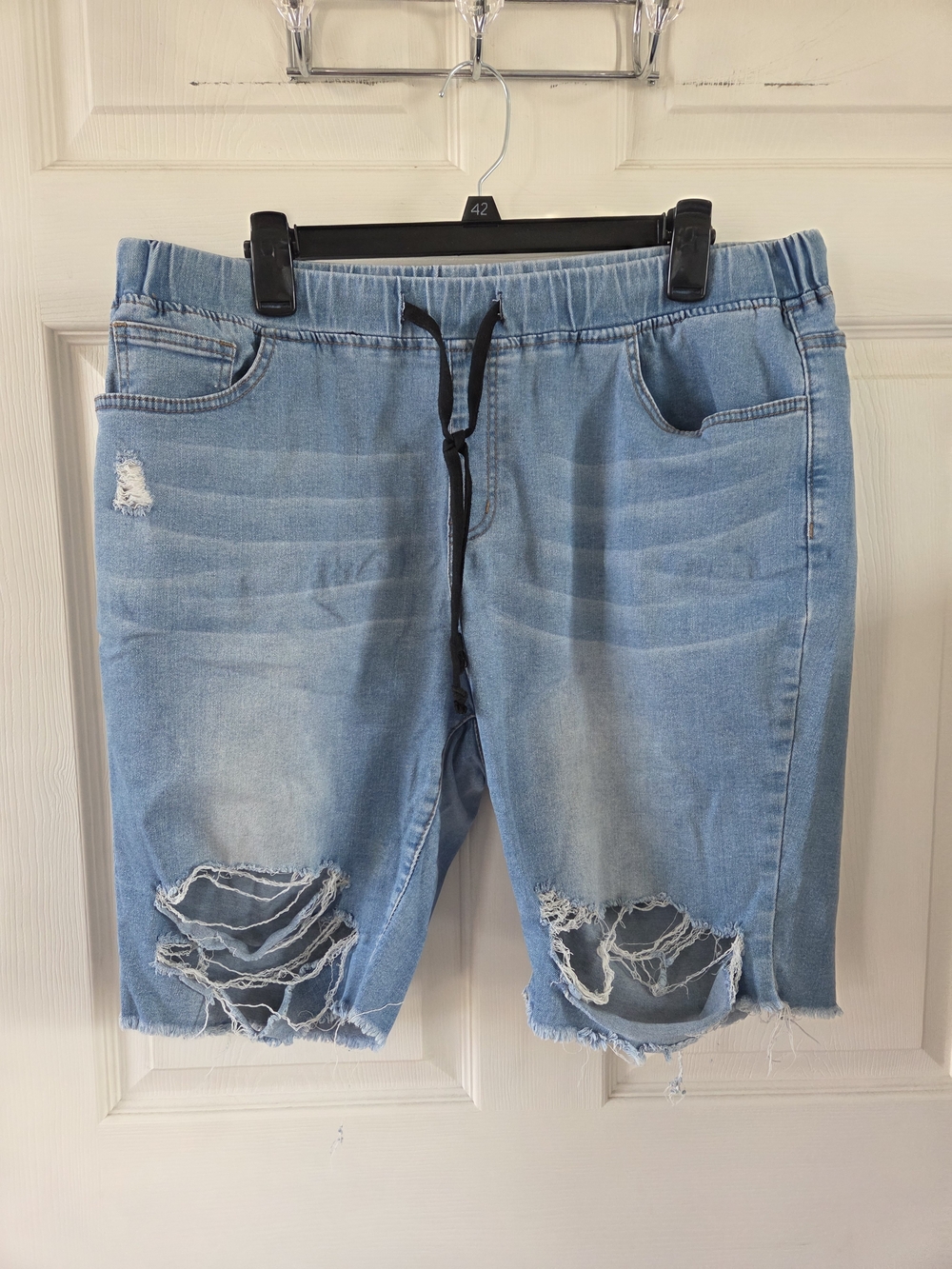 SHEIN Light Blue Distressed Denim Jean Shorts